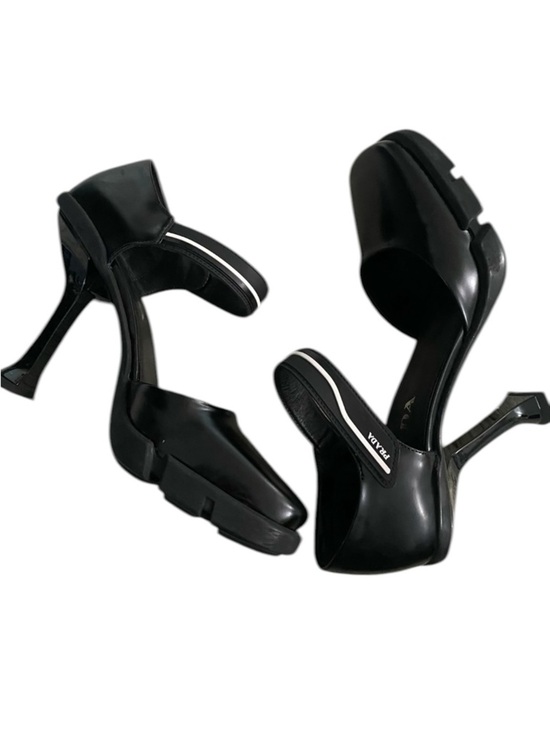 Prada Shoes - PRADA Sculptural Heel Mary Jane Pumps Black Leather Square Toe IT 40 / US 9